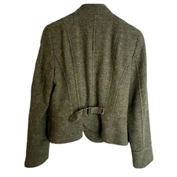 ZARA Military Army Green Wool Blend Tweed Blazer Jacket Womens Size Small - Picture 5 of 5
